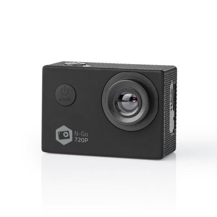 Nedis ACAM11BK − Cámara de acción con estuche estanco HD720p/WiFi/2 TFT