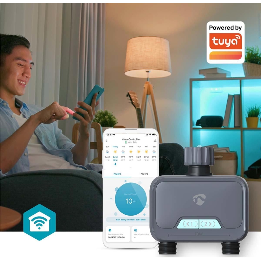 Regulador de flujo de agua 4xAA Wi-Fi Tuya IP54