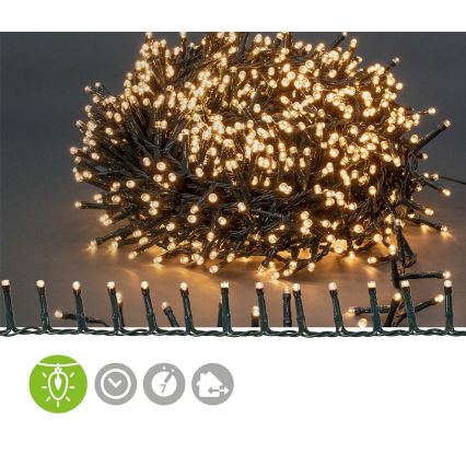 Cadena de Navidad LED para exteriores 1200xLED/7 funciones 27m IP44 blanco cálido