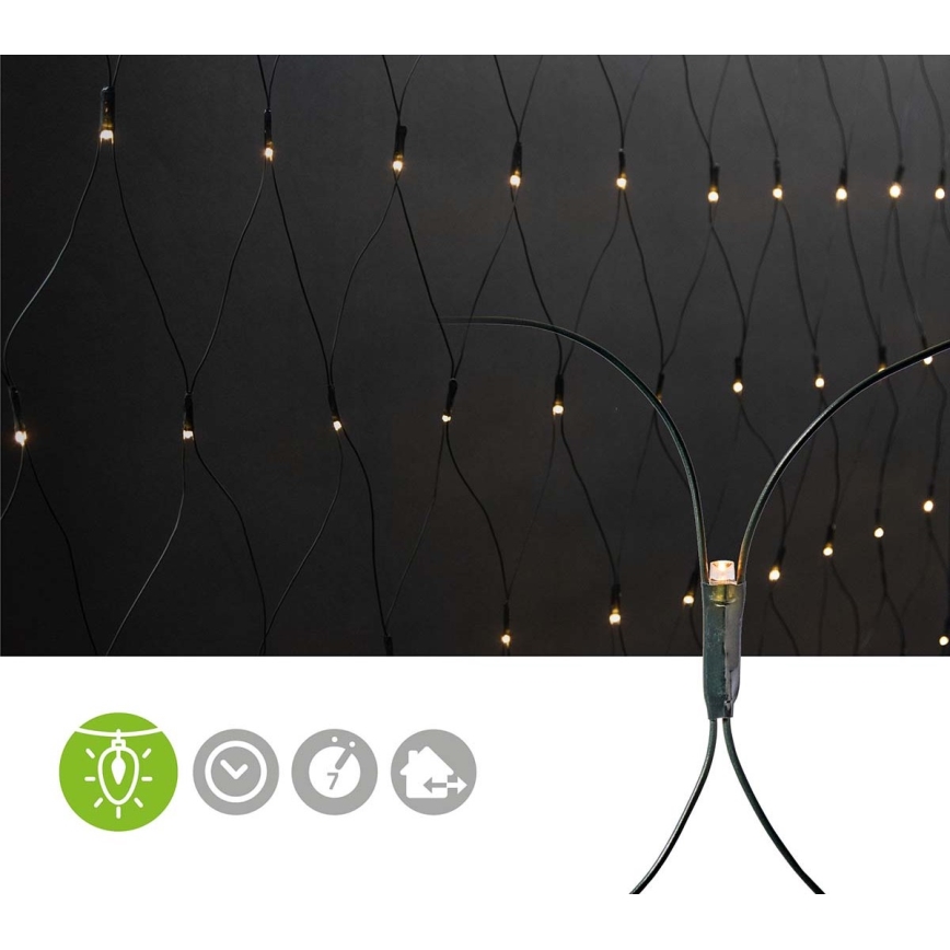 Cortina de Navidad LED 160xLED/7 funciones 5m IP44 blanco cálido