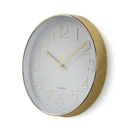 Reloj de pared 1xAA blanco/dorado