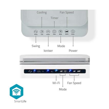 Enfriador de aire 65W/230V Wi-Fi Tuya blanco + control remoto