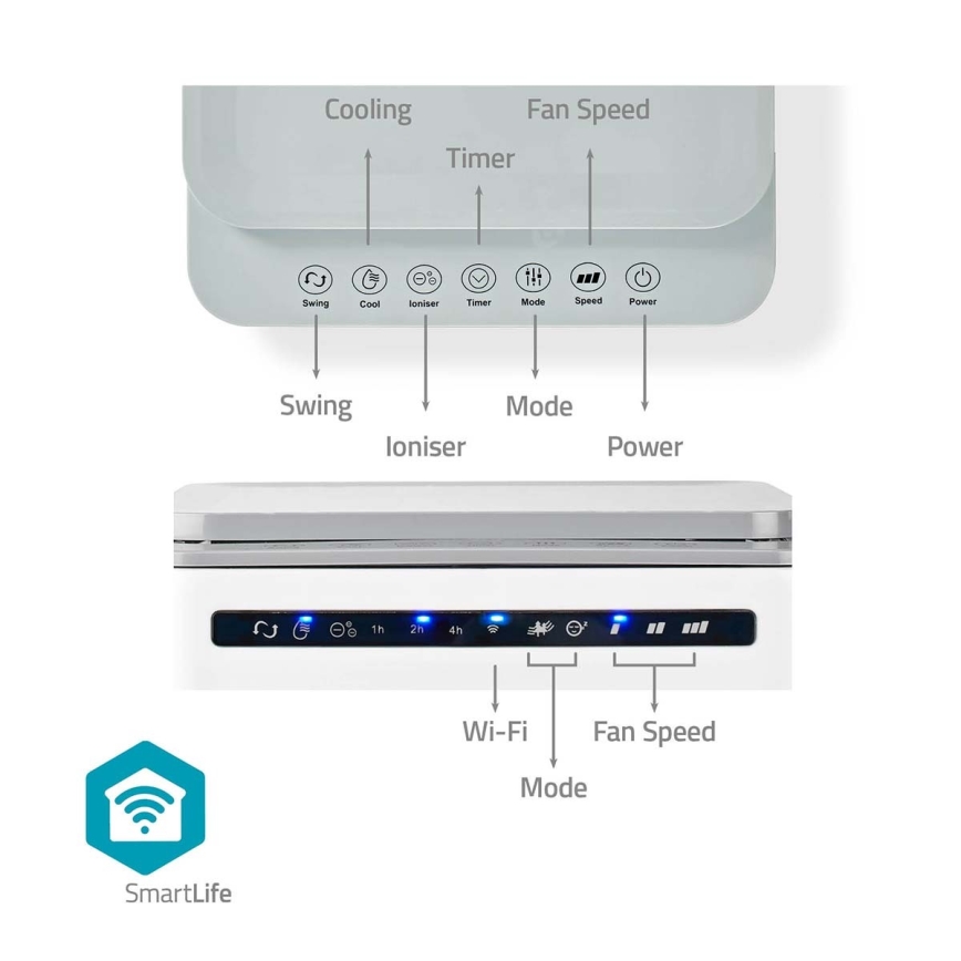 Enfriador de aire 65W/230V Wi-Fi Tuya blanco + control remoto