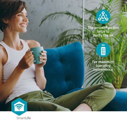 Enfriador de aire 65W/230V Wi-Fi Tuya blanco + control remoto