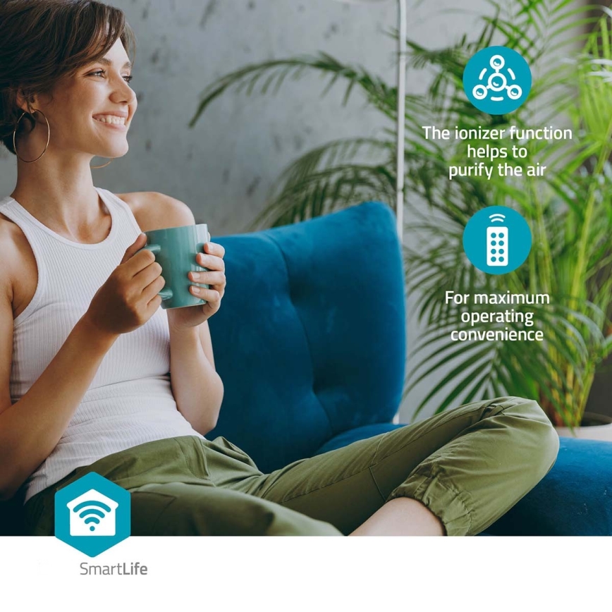 Enfriador de aire 65W/230V Wi-Fi Tuya blanco + control remoto
