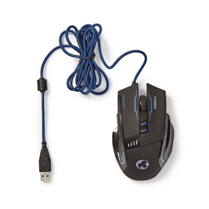 Ratón LED Gaming 800/1600/2400/4000 DPI 8 botones negro