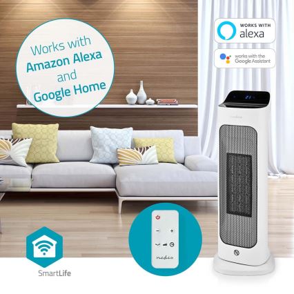 Ventilador con elemento calefactor de cerámica Smartlife 1400/2000W/230V Wi-Fi Tuya + control remoto