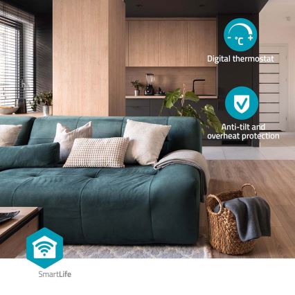 Ventilador con elemento calefactor cerámico Smartlife 1000/1500W/230V Wi-Fi Tuya + control remoto