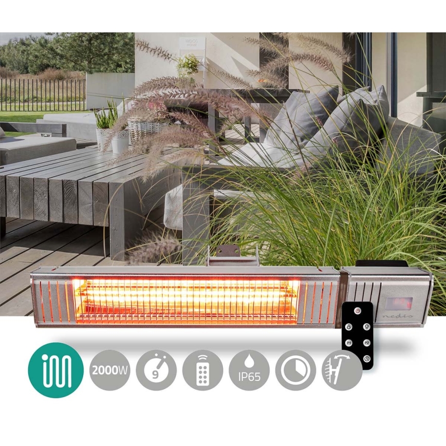 Calentador de exterior 100W/2000W/230V IP65 + mando a distancia