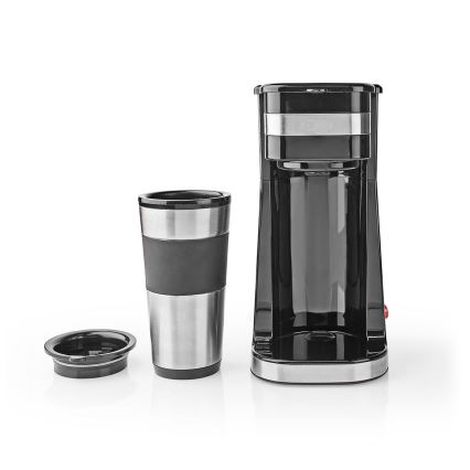 Nedis KACM300FBK - Cafetera para una taza 0,4 l con vaso de viaje
