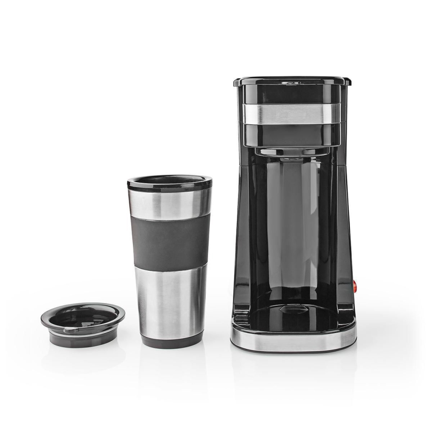 Nedis KACM300FBK - Cafetera para una taza 0,4 l con vaso de viaje