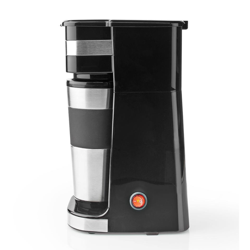 Nedis KACM300FBK - Cafetera para una taza 0,4 l con vaso de viaje