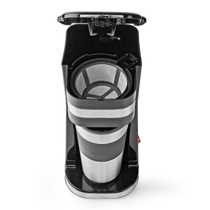 Nedis KACM300FBK - Cafetera para una taza 0,4 l con vaso de viaje
