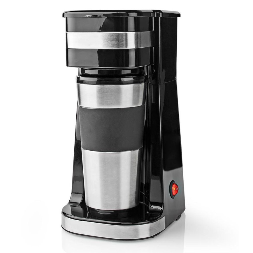 Nedis KACM300FBK - Cafetera para una taza 0,4 l con vaso de viaje