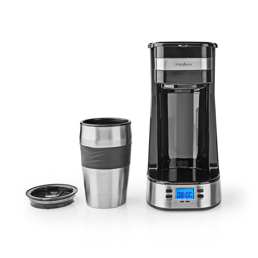 Cafetera para una taza 0,42 L con temporizador y taza de viaje
