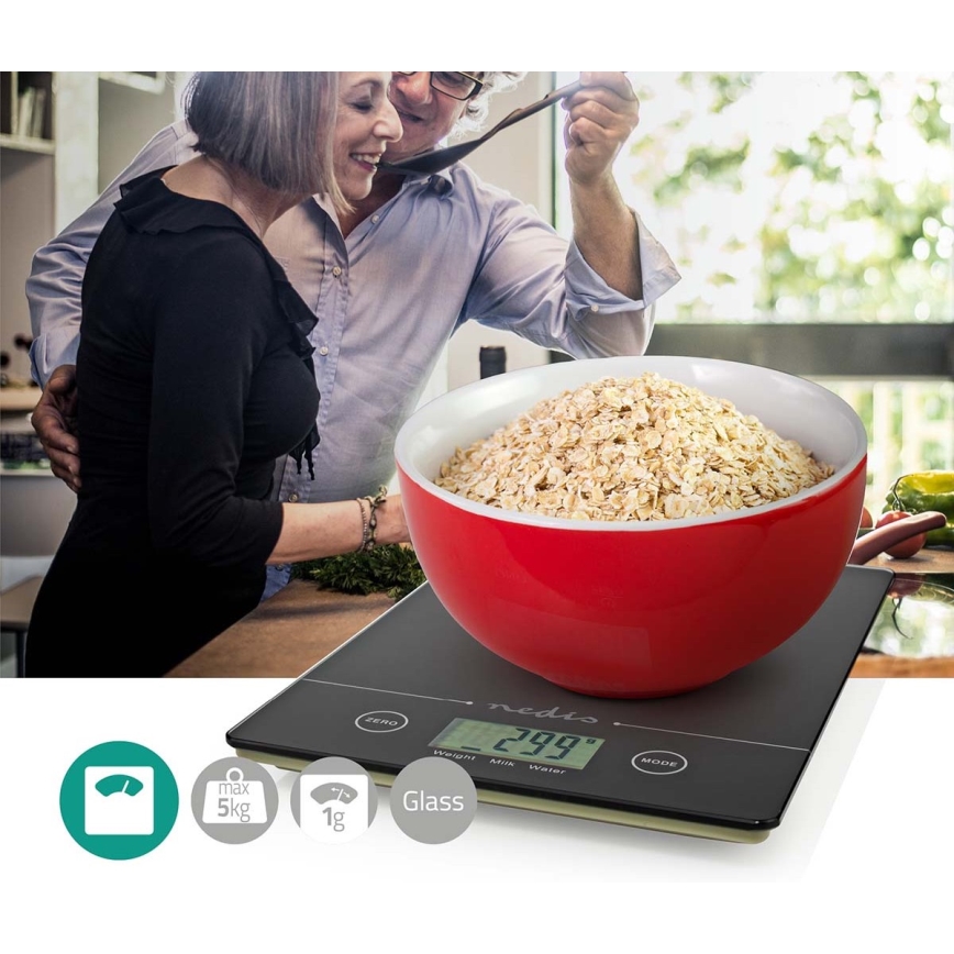 Báscula digital de cocina 1xCR2032 negro