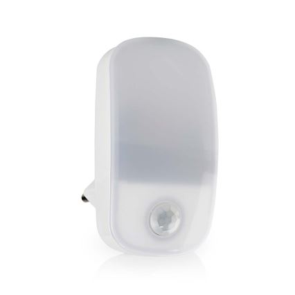 Luz LED de orientación para enchufe con sensor de movimiento y crepuscular LED/0,55W/230V blanco