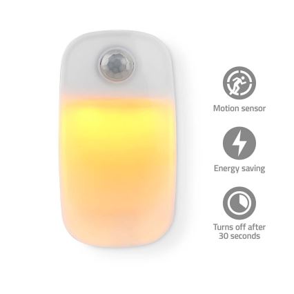 Luz LED de orientación para enchufe con sensor de movimiento y crepuscular LED/0,55W/230V blanco