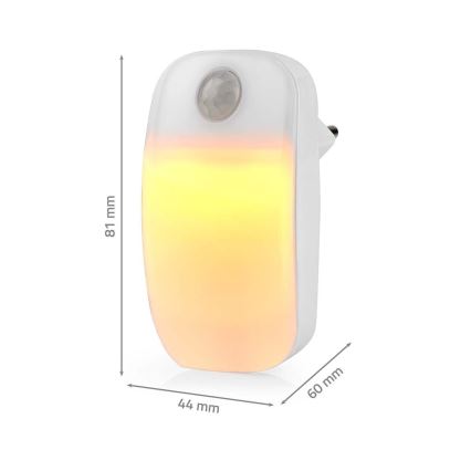 Luz LED de orientación para enchufe con sensor de movimiento y crepuscular LED/0,55W/230V blanco