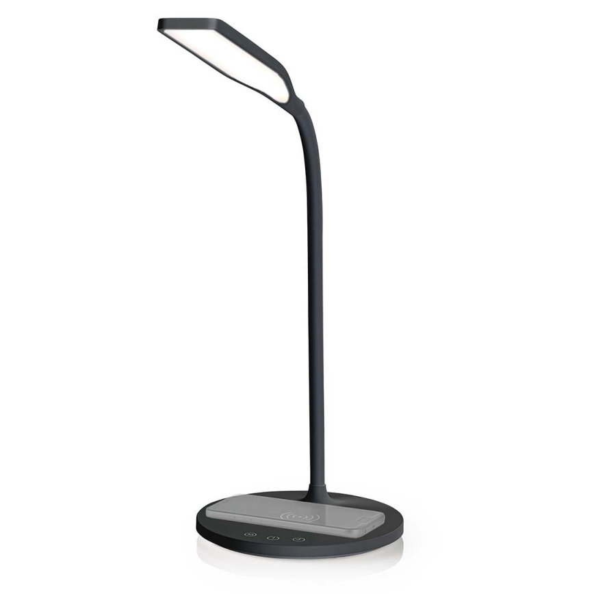 Lámpara de mesa LED flexible táctil regulable con carga inalámbrica de 15W Qi LED/5,5W/230V 2700-6500K negro
