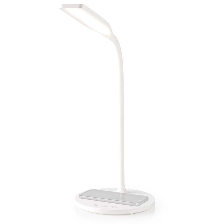 Lámpara de mesa LED flexible táctil regulable con carga inalámbrica de 15W Qi LED/5,5W/230V 2700-6500K blanco