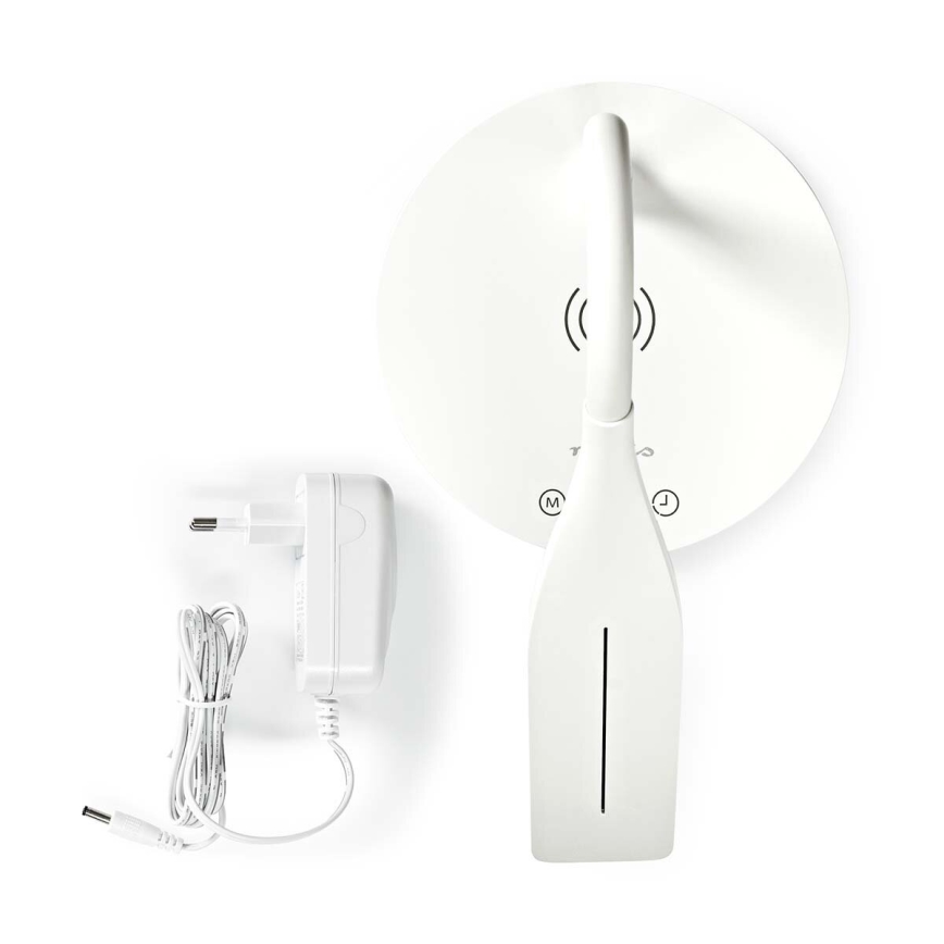 Lámpara de mesa LED flexible táctil regulable con carga inalámbrica de 15W Qi LED/5,5W/230V 2700-6500K blanco