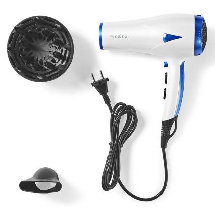 Secador de pelo 2en1 2000W/230V blanco/azul