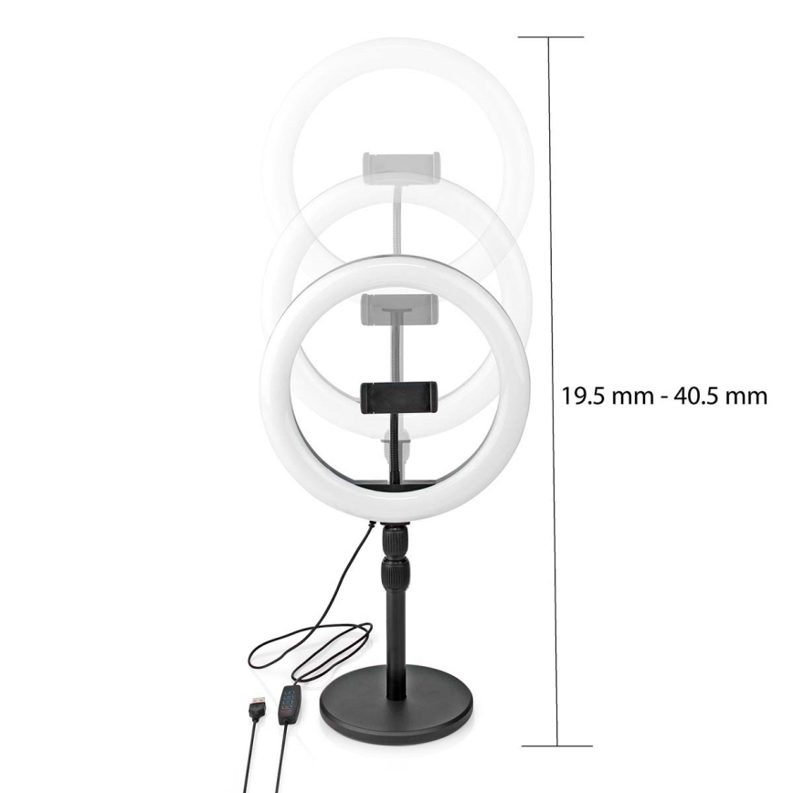 Lámpara LED regulable con pie y soporte para vlogging LED/6W/USB 2700-6700K