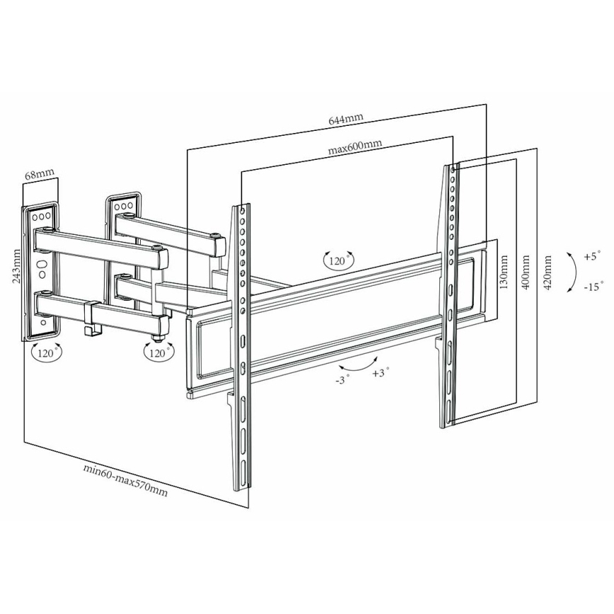 Soporte de pared para TV Full Motion 30-70”
