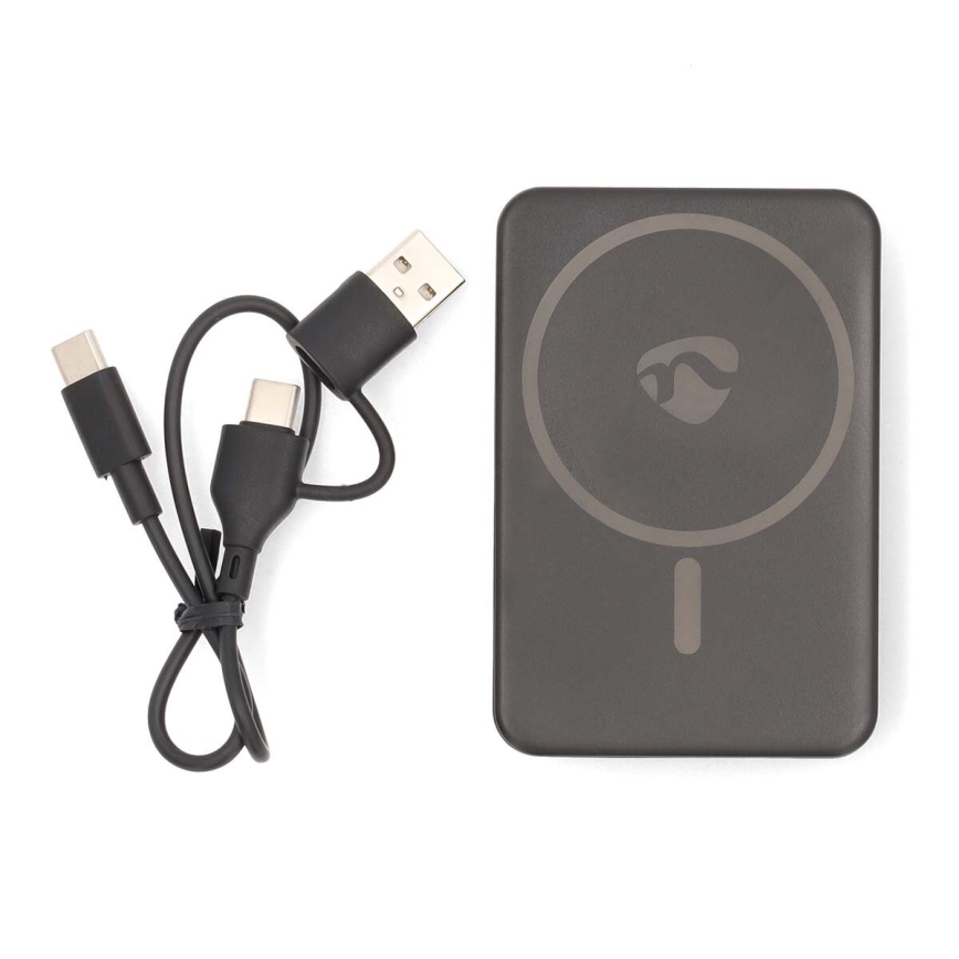 Power Bank 2en1 MagSafe 5000 mAh negro