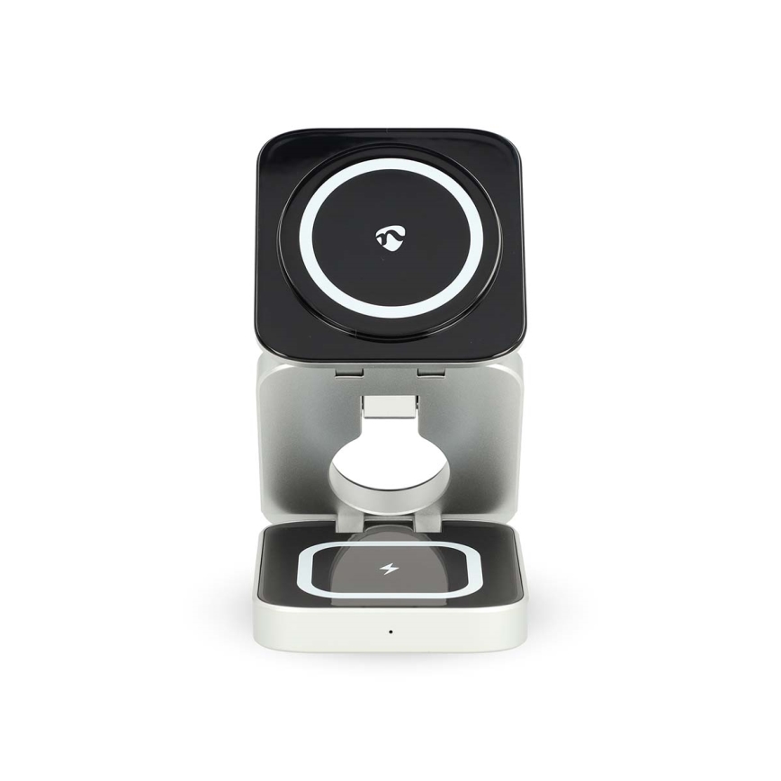 Cargador inlámbrico 3en1 15W plata