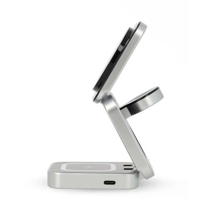 Cargador inlámbrico 3en1 15W plata
