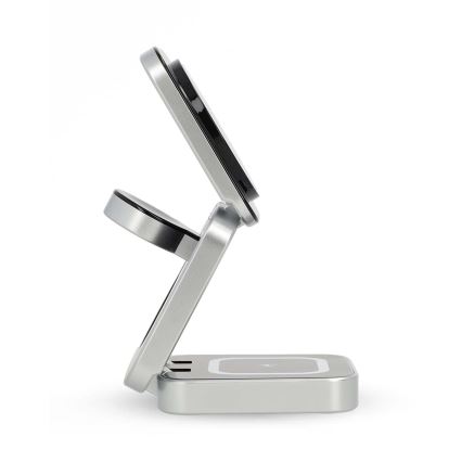 Cargador inlámbrico 3en1 15W plata