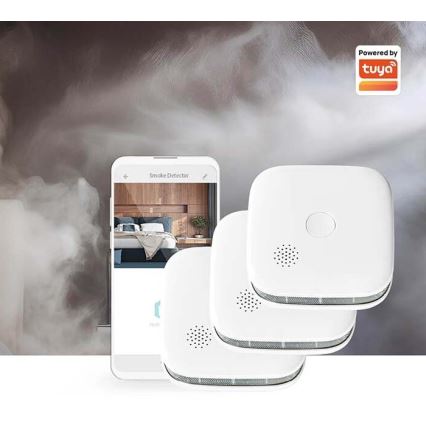 SET 3x Detector de humo SmartLife 3V/1xCR123A Wi-Fi Tuya
