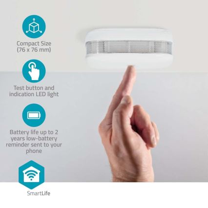 SET 3x Detector de humo SmartLife 3V/1xCR123A Wi-Fi Tuya