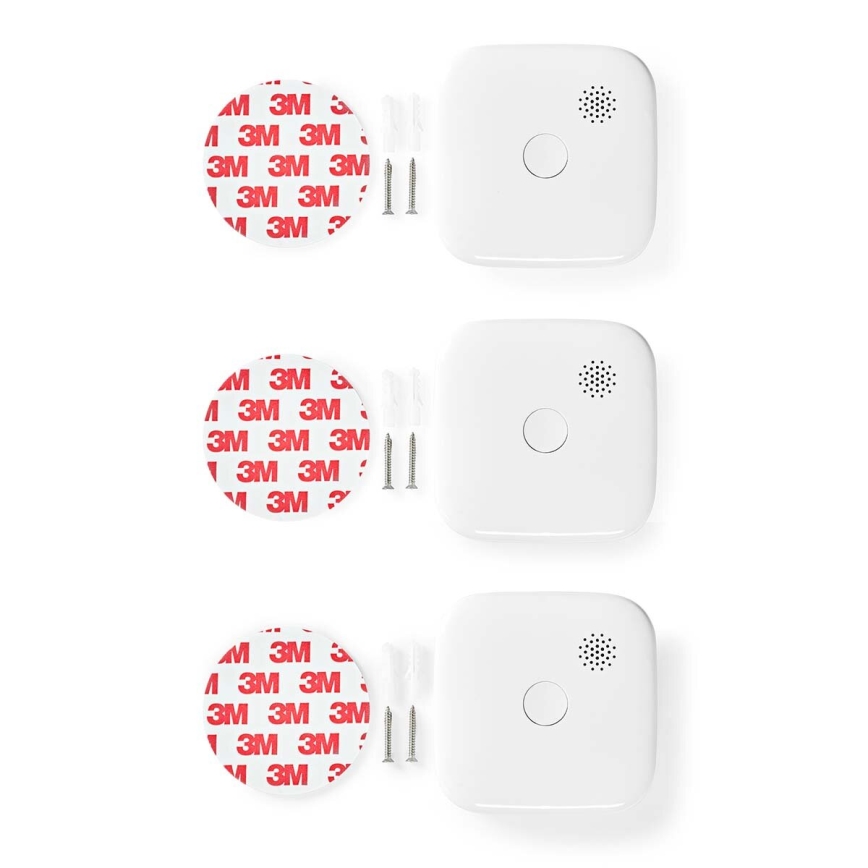 SET 3x Detector de humo SmartLife 3V/1xCR123A Wi-Fi Tuya