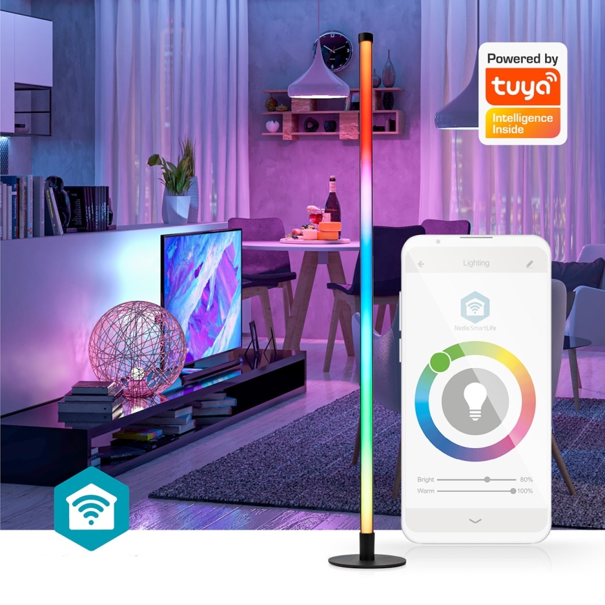 LED RGBIC Lámpara de pie con dimmer Smartlife LED/10W/230V 100,5 cm 2700-6500K Wi-Fi Tuya + control remoto