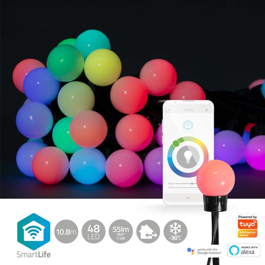 Cadena decorativa LED RGB 48xLED 13,8m IP65 Wi-Fi Tuya