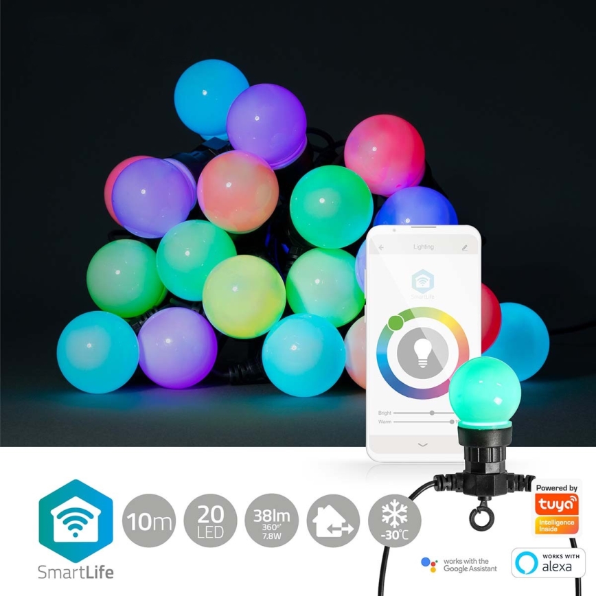 Cadena decorativa LED RGB 20xLED/8 funciones 13m IP65 Wi-Fi Tuya