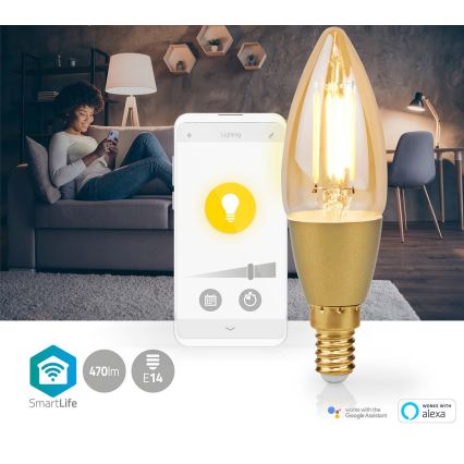 Bombilla LED regulable Smartlife E14/4,9W/230V 1800-3000K Wi-Fi Tuya