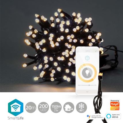 Cadena de Navidad LED 200xLED/8 funciones 25m IP65 Wi-Fi Tuya blanco cálido