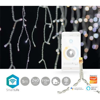 Cortina de Navidad LED 240xLED/11 funciones 8m IP65 Wi-Fi Tuya blanco cálido a frío