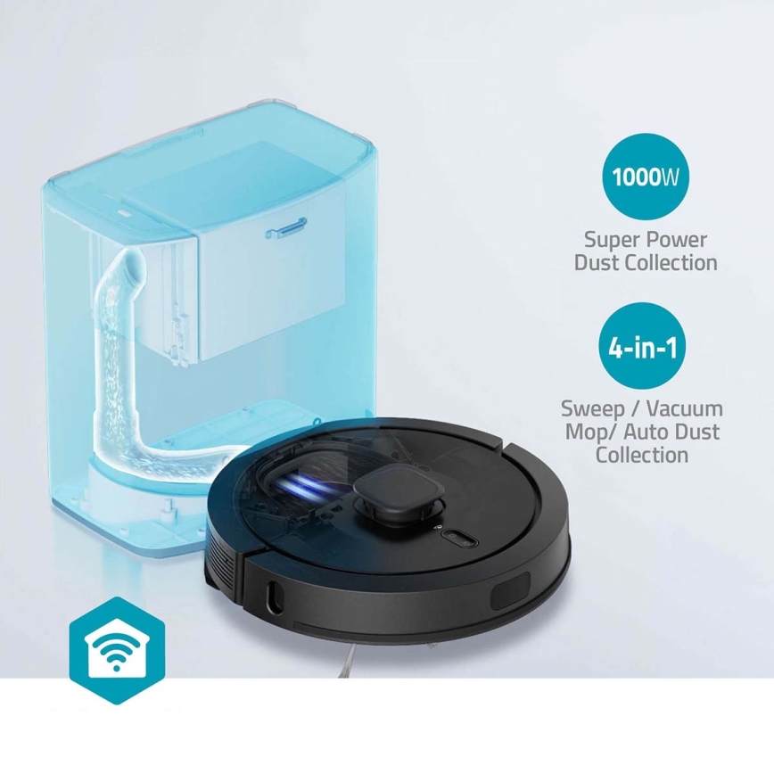 Robot aspirador inteligente con fregona SmartLife 5200 mAh Wi-Fi Tuya negro + control remoto