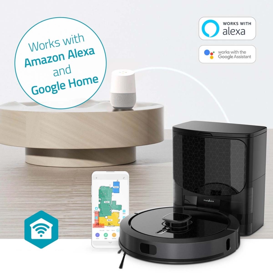 Robot aspirador inteligente con fregona SmartLife 5200 mAh Wi-Fi Tuya negro + control remoto