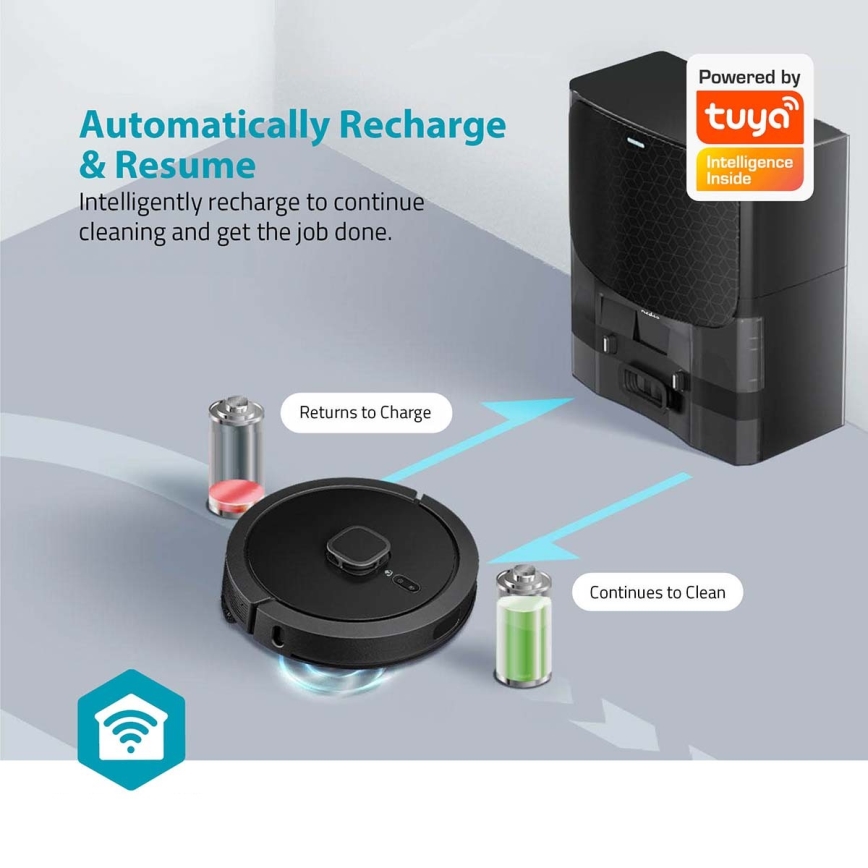 Robot aspirador inteligente con fregona SmartLife 5200 mAh Wi-Fi Tuya negro + control remoto