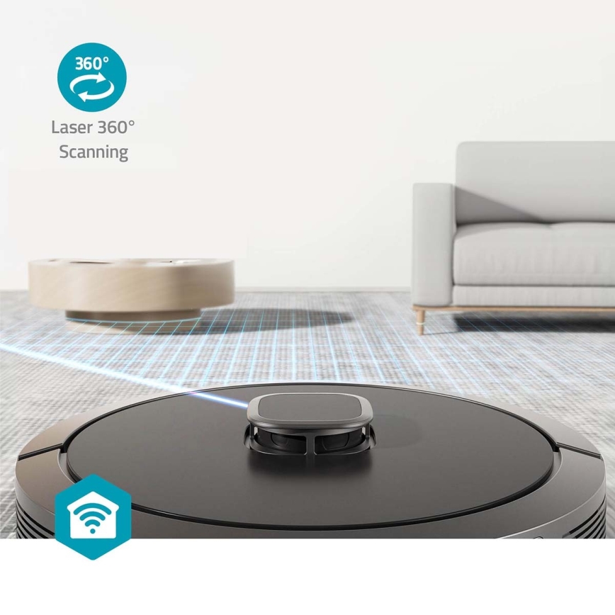 Robot aspirador inteligente con fregona SmartLife 5200 mAh Wi-Fi Tuya negro + control remoto