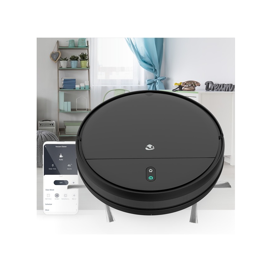 Robot aspirador inteligente Wi-Fi negro + mando a distancia