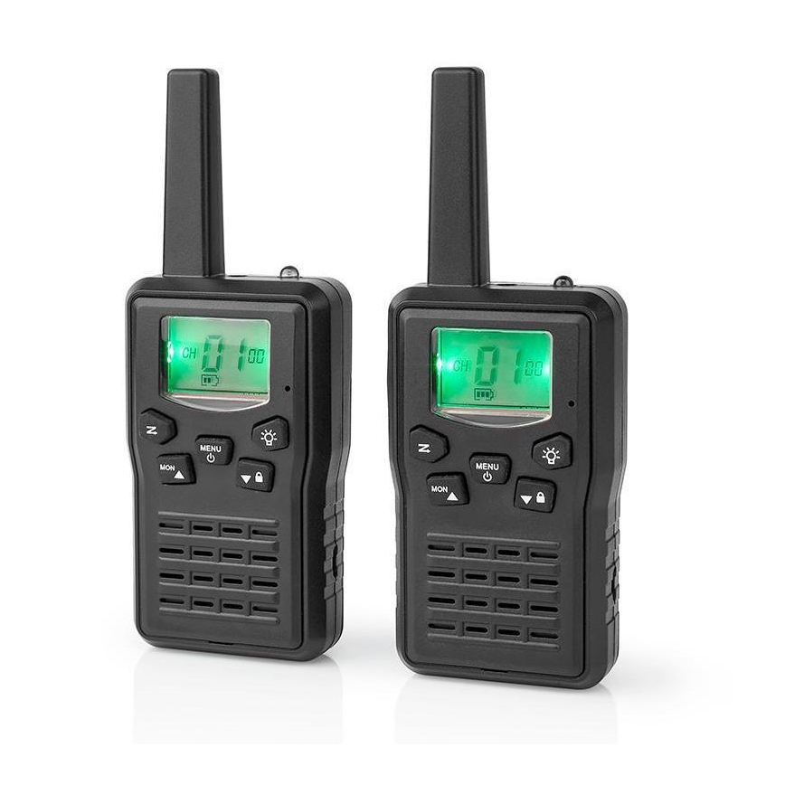 SET 2x Walkie-talkie recargable con luz LED 1300 mAh rango 10 km