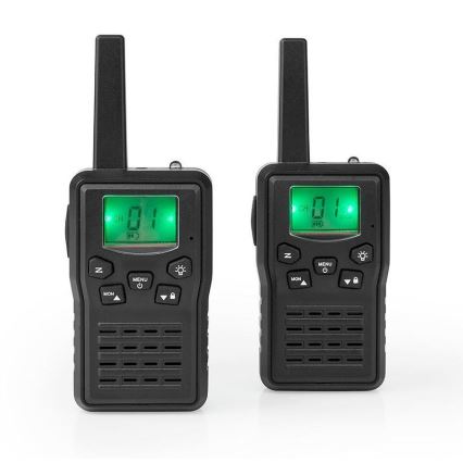 SET 2x Walkie-talkie recargable con luz LED 1300 mAh rango 10 km