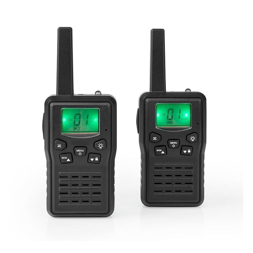 SET 2x Walkie-talkie recargable con luz LED 1300 mAh rango 10 km